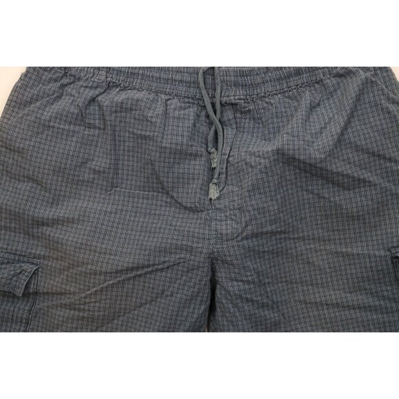 Vintage 90s Streetwear Mens XL Faded Above Knee Harem Cargo Shorts Plaid Cotton - Picture 3 of 10